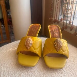 Kurt Gieger Yellow Quilted Slide Sandals